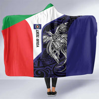 Personalised PNG Bougainville Hooded Blanket Bird of Paradise Tattoo Flag Motif LT9 One Size Blue - Polynesian Pride