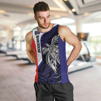 Personalised PNG Bougainville Men Tank Top Bird of Paradise Tattoo Flag Motif LT9 Blue - Polynesian Pride