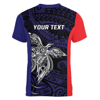 Personalised PNG Bougainville Women V-Neck T-Shirt Bird of Paradise Tattoo Flag Motif LT9 - Polynesian Pride