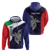 Personalised PNG Bougainville Zip Hoodie Bird of Paradise Tattoo Flag Motif LT9 - Polynesian Pride
