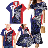 Personalised PNG Central Province Family Matching Mermaid Dress and Hawaiian Shirt Bird of Paradise Tattoo Flag Motif LT9 - Polynesian Pride