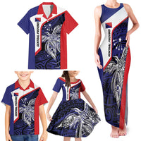 Personalised PNG Central Province Family Matching Tank Maxi Dress and Hawaiian Shirt Bird of Paradise Tattoo Flag Motif LT9 - Polynesian Pride