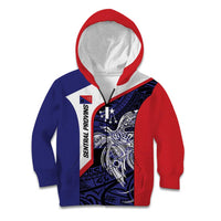 Personalised PNG Central Province Kid Hoodie Bird of Paradise Tattoo Flag Motif LT9 Zip Hoodie Blue - Polynesian Pride