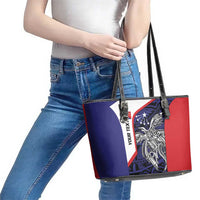 Personalised PNG Central Province Leather Tote Bag Bird of Paradise Tattoo Flag Motif - Polynesian Pride