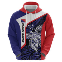 Personalised PNG Central Province Zip Hoodie Bird of Paradise Tattoo Flag Motif LT9 - Polynesian Pride