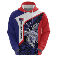 Personalised PNG Central Province Zip Hoodie Bird of Paradise Tattoo Flag Motif LT9 - Polynesian Pride