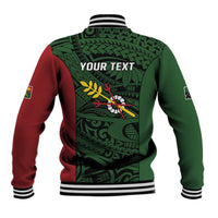 Personalised PNG Chimbu Province Baseball Jacket Bird of Paradise Tattoo Flag Motif - Polynesian Pride