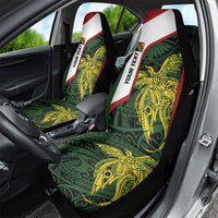 Personalised PNG Chimbu Province Car Seat Cover Bird of Paradise Tattoo Flag Motif LT9 - Polynesian Pride