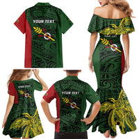 Personalised PNG Chimbu Province Family Matching Mermaid Dress and Hawaiian Shirt Bird of Paradise Tattoo Flag Motif LT9 - Polynesian Pride
