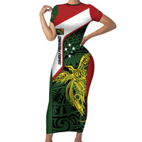 Personalised PNG Chimbu Province Family Matching Short Sleeve Bodycon Dress and Hawaiian Shirt Bird of Paradise Tattoo Flag Motif LT9 Mom's Dress Red - Polynesian Pride