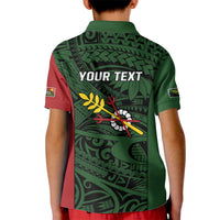 Personalised PNG Chimbu Province Kid Polo Shirt Bird of Paradise Tattoo Flag Motif LT9 - Polynesian Pride