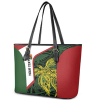 Personalised PNG Chimbu Province Leather Tote Bag Bird of Paradise Tattoo Flag Motif LT9 - Polynesian Pride