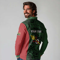 Personalised PNG Chimbu Province Long Sleeve Polo Shirt Bird of Paradise Tattoo Flag Motif LT9 - Polynesian Pride