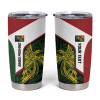 Personalised PNG Chimbu Province Tumbler Cup Bird of Paradise Tattoo Flag Motif LT9 Red - Polynesian Pride