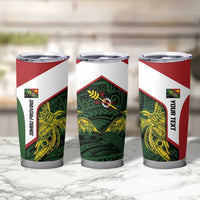 Personalised PNG Chimbu Province Tumbler Cup Bird of Paradise Tattoo Flag Motif LT9 - Polynesian Pride