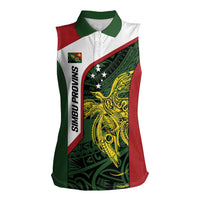 Personalised PNG Chimbu Province Women Sleeveless Polo Shirt Bird of Paradise Tattoo Flag Motif LT9 Female Red - Polynesian Pride
