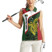 Personalised PNG Chimbu Province Women Sleeveless Polo Shirt Bird of Paradise Tattoo Flag Motif LT9 - Polynesian Pride