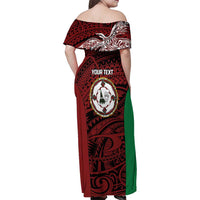 Personalised PNG East New Britain Province Family Matching Off Shoulder Maxi Dress and Hawaiian Shirt Bird of Paradise Tattoo Flag Motif LT9 - Polynesian Pride