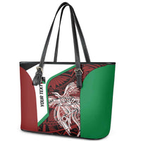 Personalised PNG East New Britain Province Leather Tote Bag Bird of Paradise Tattoo Flag Motif LT9 - Polynesian Pride