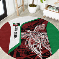 Personalised PNG East New Britain Province Round Carpet Bird of Paradise Tattoo Flag Motif LT9 Green - Polynesian Pride
