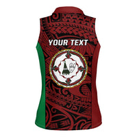 Personalised PNG East New Britain Province Women Sleeveless Polo Shirt Bird of Paradise Tattoo Flag Motif LT9 - Polynesian Pride