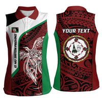 Personalised PNG East New Britain Province Women Sleeveless Polo Shirt Bird of Paradise Tattoo Flag Motif LT9 - Polynesian Pride