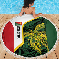 Personalised PNG East Sepik Province Beach Blanket Bird of Paradise Tattoo Flag Motif LT9 - Polynesian Pride