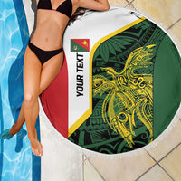 Personalised PNG East Sepik Province Beach Blanket Bird of Paradise Tattoo Flag Motif LT9 - Polynesian Pride