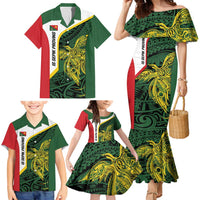 Personalised PNG East Sepik Province Family Matching Mermaid Dress and Hawaiian Shirt Bird of Paradise Tattoo Flag Motif LT9 - Polynesian Pride