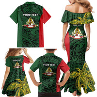 Personalised PNG East Sepik Province Family Matching Mermaid Dress and Hawaiian Shirt Bird of Paradise Tattoo Flag Motif LT9 - Polynesian Pride