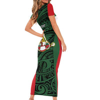 Personalised PNG East Sepik Province Family Matching Short Sleeve Bodycon Dress and Hawaiian Shirt Bird of Paradise Tattoo Flag Motif LT9 - Polynesian Pride