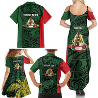 Personalised PNG East Sepik Province Family Matching Summer Maxi Dress and Hawaiian Shirt Bird of Paradise Tattoo Flag Motif LT9 - Polynesian Pride