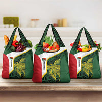Personalised PNG East Sepik Province Grocery Bag Bird of Paradise Tattoo Flag Motif LT9 3-pack One Size Green - Polynesian Pride