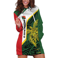 Personalised PNG East Sepik Province Hoodie Dress Bird of Paradise Tattoo Flag Motif LT9 Green - Polynesian Pride