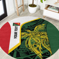 Personalised PNG East Sepik Province Round Carpet Bird of Paradise Tattoo Flag Motif LT9 Green - Polynesian Pride