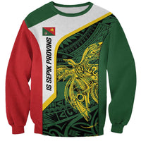 Personalised PNG East Sepik Province Sweatshirt Bird of Paradise Tattoo Flag Motif LT9 Unisex Green - Polynesian Pride