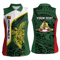 Personalised PNG East Sepik Province Women Sleeveless Polo Shirt Bird of Paradise Tattoo Flag Motif LT9 - Polynesian Pride