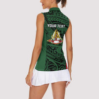 Personalised PNG East Sepik Province Women Sleeveless Polo Shirt Bird of Paradise Tattoo Flag Motif LT9 - Polynesian Pride