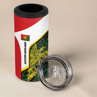 Personalised PNG Eastern Highlands 4 in 1 Can Cooler Tumbler Bird of Paradise Tattoo Flag Motif LT9 - Polynesian Pride