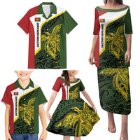 Personalised PNG Eastern Highlands Family Matching Puletasi and Hawaiian Shirt Bird of Paradise Tattoo Flag Motif LT9 - Polynesian Pride