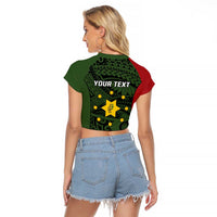 Personalised PNG Eastern Highlands Raglan Cropped T Shirt Bird of Paradise Tattoo Flag Motif - Polynesian Pride