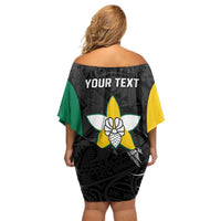Personalised PNG Enga Province Family Matching Off Shoulder Short Dress and Hawaiian Shirt Bird of Paradise Tattoo Flag Motif LT9 - Polynesian Pride