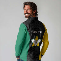 Personalised PNG Enga Province Long Sleeve Polo Shirt Bird of Paradise Tattoo Flag Motif LT9 - Polynesian Pride
