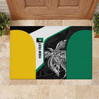 Personalised PNG Enga Province Rubber Doormat Bird of Paradise Tattoo Flag Motif - Polynesian Pride