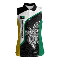 Personalised PNG Enga Province Women Sleeveless Polo Shirt Bird of Paradise Tattoo Flag Motif LT9 Female Green - Polynesian Pride