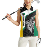 Personalised PNG Enga Province Women Sleeveless Polo Shirt Bird of Paradise Tattoo Flag Motif LT9 - Polynesian Pride