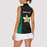 Personalised PNG Enga Province Women Sleeveless Polo Shirt Bird of Paradise Tattoo Flag Motif LT9 - Polynesian Pride