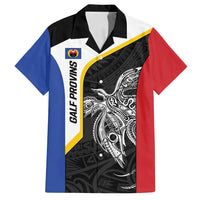 Personalised PNG Gulf Province Family Matching Long Sleeve Bodycon Dress and Hawaiian Shirt Bird of Paradise Tattoo Flag Motif LT9 Dad's Shirt - Short Sleeve Black - Polynesian Pride