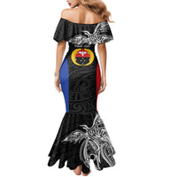 Personalised PNG Gulf Province Family Matching Mermaid Dress and Hawaiian Shirt Bird of Paradise Tattoo Flag Motif LT9 - Polynesian Pride
