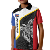 Personalised PNG Gulf Province Kid Polo Shirt Bird of Paradise Tattoo Flag Motif LT9 Kid Black - Polynesian Pride